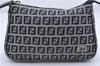 Authentic FENDI Zucchino Clutch Bag Purse Canvas Leather Navy Blue Junk 4219D