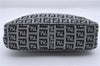 Authentic FENDI Zucchino Clutch Bag Purse Canvas Leather Navy Blue Junk 4219D