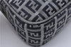 Authentic FENDI Zucchino Clutch Bag Purse Canvas Leather Navy Blue Junk 4219D