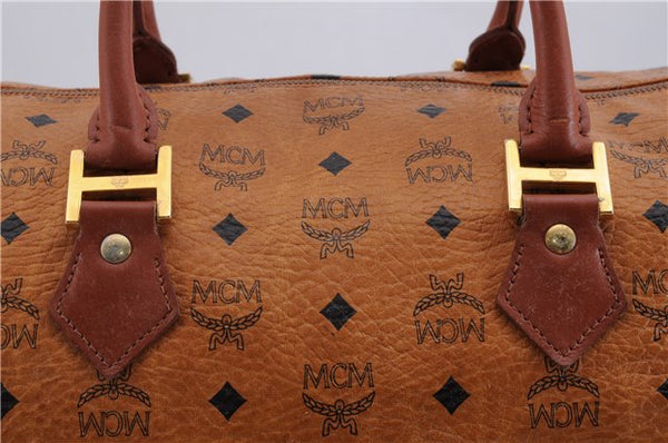 Authentic MCM Visetos Leather Vintage 2Way Shoulder Hand Boston Bag Brown 4219E