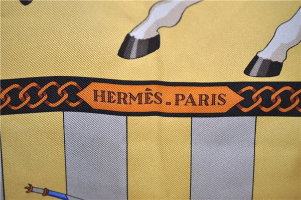 Authentic HERMES Carre 90 Scarf "CHOCS EN PLUMES" Silk Yellow 4220E