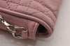 Authentic Christian Dior Cannage Leather Shoulder Cross Bag Pink 4220I