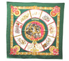 Authentic HERMES Carre 90 Scarf "CHEVAUX DE TRAIT" Silk Green 4221E