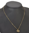 Authentic Christian Dior Gold Tone Rhinestone Chain Pendant Necklace CD 4222I