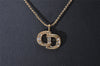 Authentic Christian Dior Gold Tone Rhinestone Chain Pendant Necklace CD 4222I