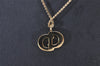 Authentic Christian Dior Gold Tone Rhinestone Chain Pendant Necklace CD 4222I