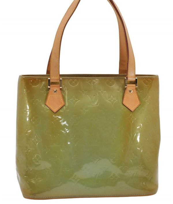 Authentic Louis Vuitton Vernis Houston Shoulder Bag M91005 Light Green LV 4224D