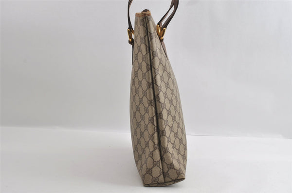 Authentic GUCCI Vintage Shoulder Tote Bag GG PVC Leather Brown 4224I