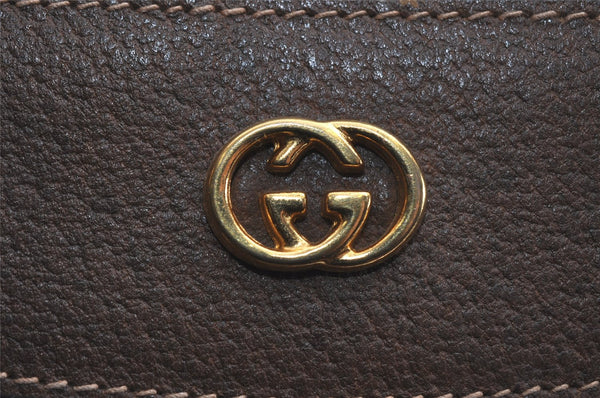 Authentic GUCCI Vintage Shoulder Tote Bag GG PVC Leather Brown 4224I