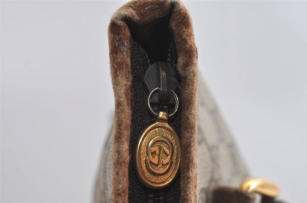 Authentic GUCCI Vintage Shoulder Tote Bag GG PVC Leather Brown 4224I