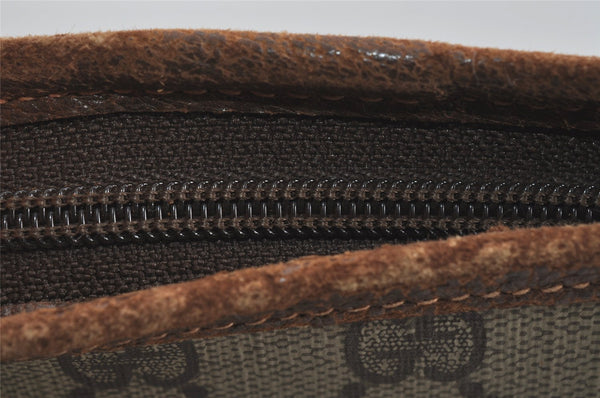 Authentic GUCCI Vintage Shoulder Tote Bag GG PVC Leather Brown 4224I