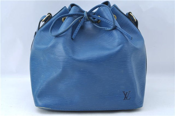 Authentic Louis Vuitton Epi Petit Noe Blue Shoulder Bag M44105 LV 4225D