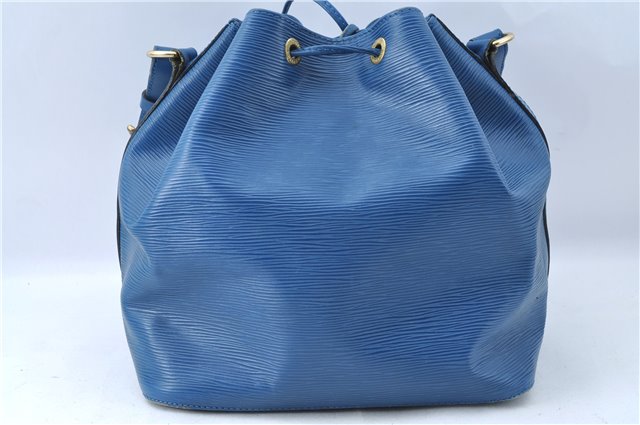 Authentic Louis Vuitton Epi Petit Noe Blue Shoulder Bag M44105 LV 4225D