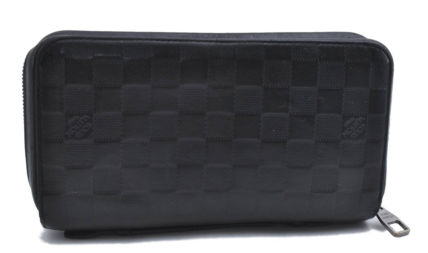 Auth Louis Vuitton Damier Infini Zippy XL Travel Case Wallet N61254 Black 4227D