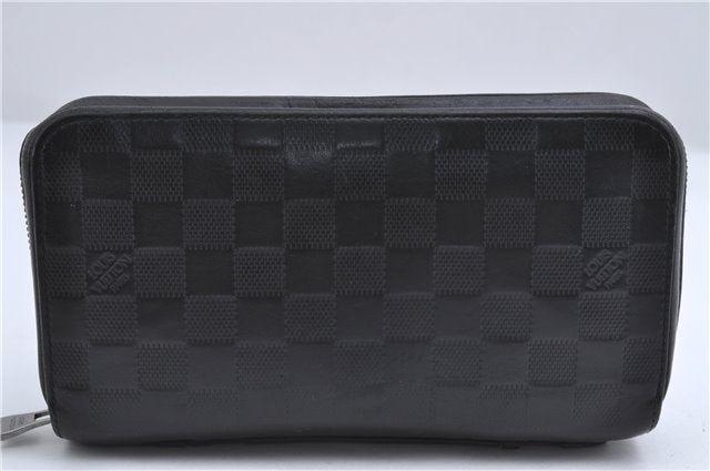 Auth Louis Vuitton Damier Infini Zippy XL Travel Case Wallet N61254 Black 4227D