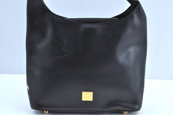 Authentic CELINE Vintage Shoulder Bag Purse Leather Black 4229H