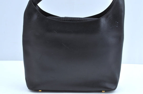 Authentic CELINE Vintage Shoulder Bag Purse Leather Black 4229H