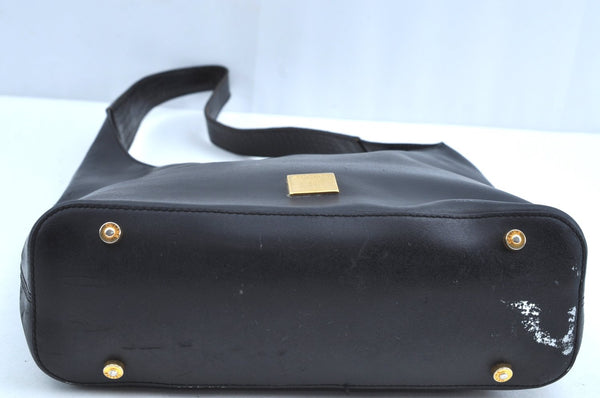 Authentic CELINE Vintage Shoulder Bag Purse Leather Black 4229H