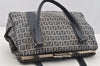 Authentic FENDI Zucchino Shoulder Hand Bag Canvas Leather Navy Blue 4230I