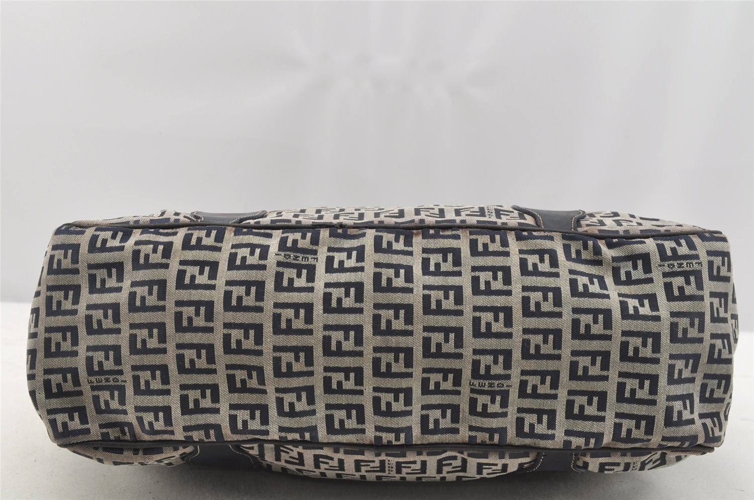 Authentic FENDI Zucchino Shoulder Hand Bag Canvas Leather Navy Blue 4230I