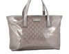 Authentic GUCCI GG Imprime Shoulder Tote Bag GG PVC Leather 211137 Silver 4231I