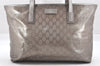Authentic GUCCI GG Imprime Shoulder Tote Bag GG PVC Leather 211137 Silver 4231I
