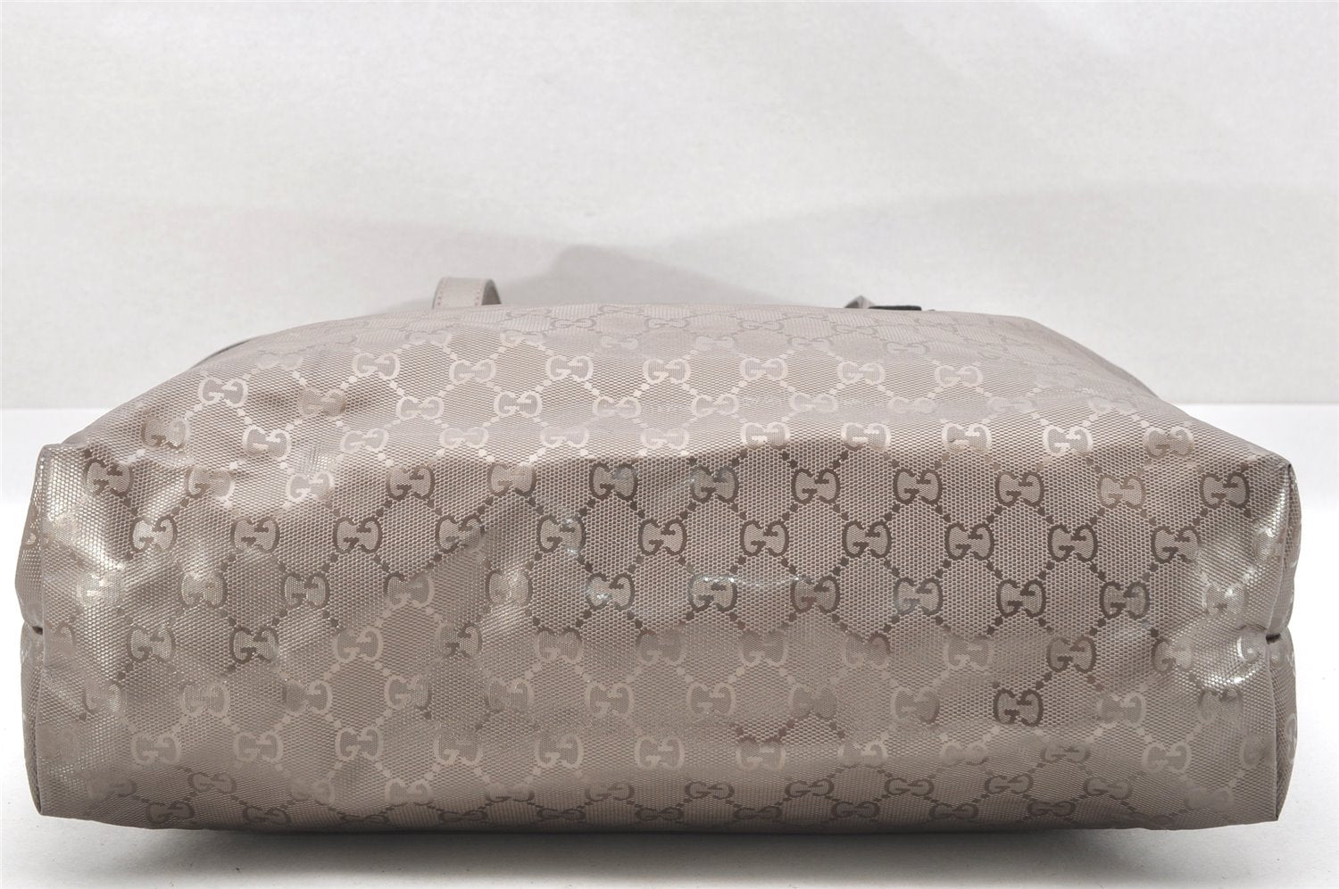 Authentic GUCCI GG Imprime Shoulder Tote Bag GG PVC Leather 211137 Silver 4231I