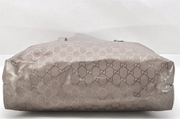 Authentic GUCCI GG Imprime Shoulder Tote Bag GG PVC Leather 211137 Silver 4231I