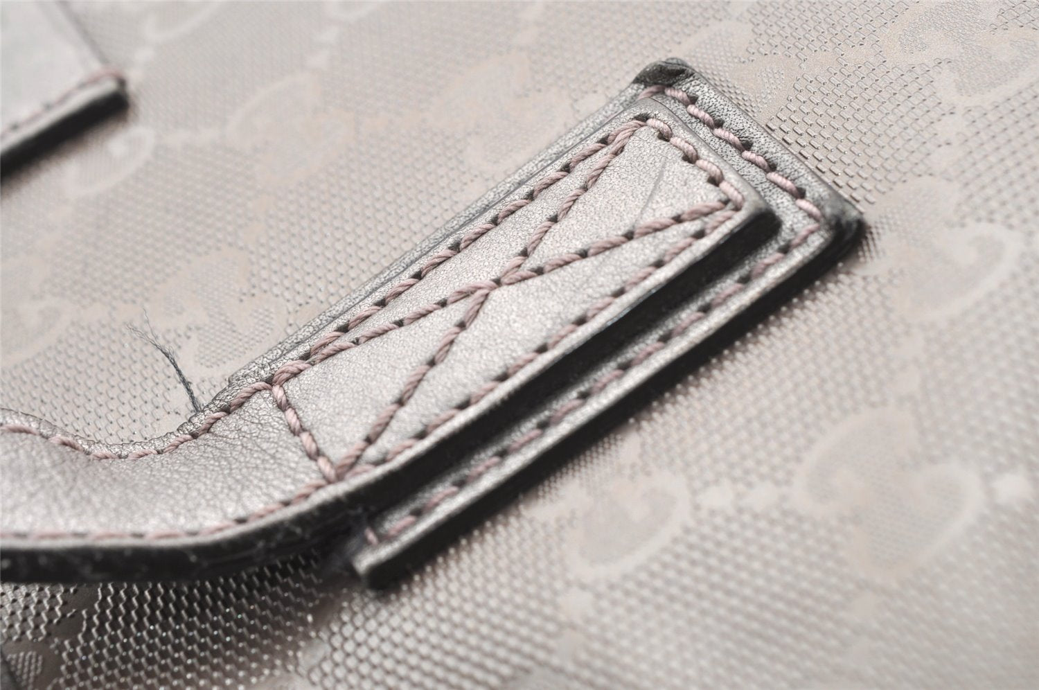 Authentic GUCCI GG Imprime Shoulder Tote Bag GG PVC Leather 211137 Silver 4231I