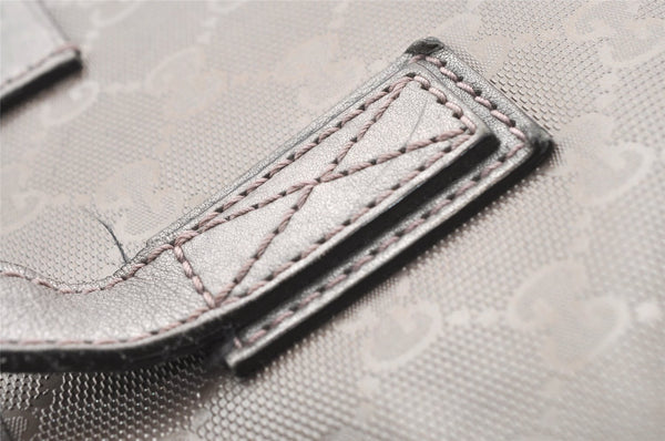 Authentic GUCCI GG Imprime Shoulder Tote Bag GG PVC Leather 211137 Silver 4231I