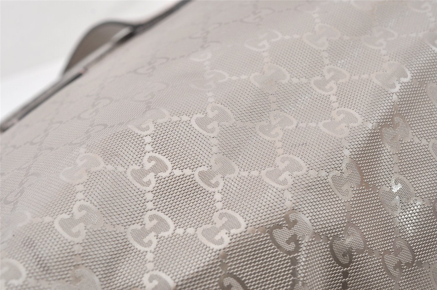 Authentic GUCCI GG Imprime Shoulder Tote Bag GG PVC Leather 211137 Silver 4231I