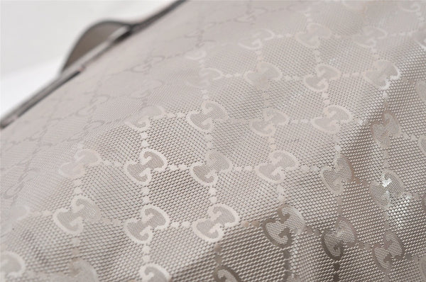 Authentic GUCCI GG Imprime Shoulder Tote Bag GG PVC Leather 211137 Silver 4231I