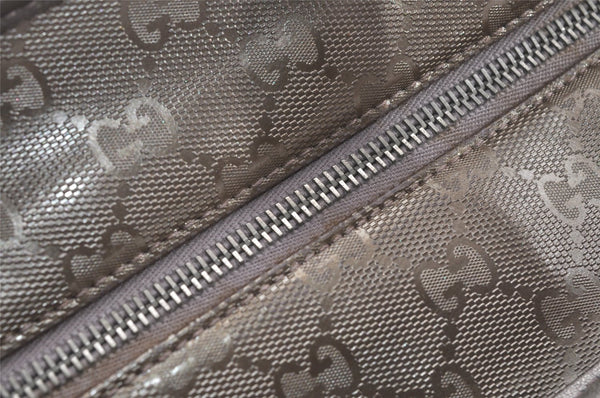 Authentic GUCCI GG Imprime Shoulder Tote Bag GG PVC Leather 211137 Silver 4231I