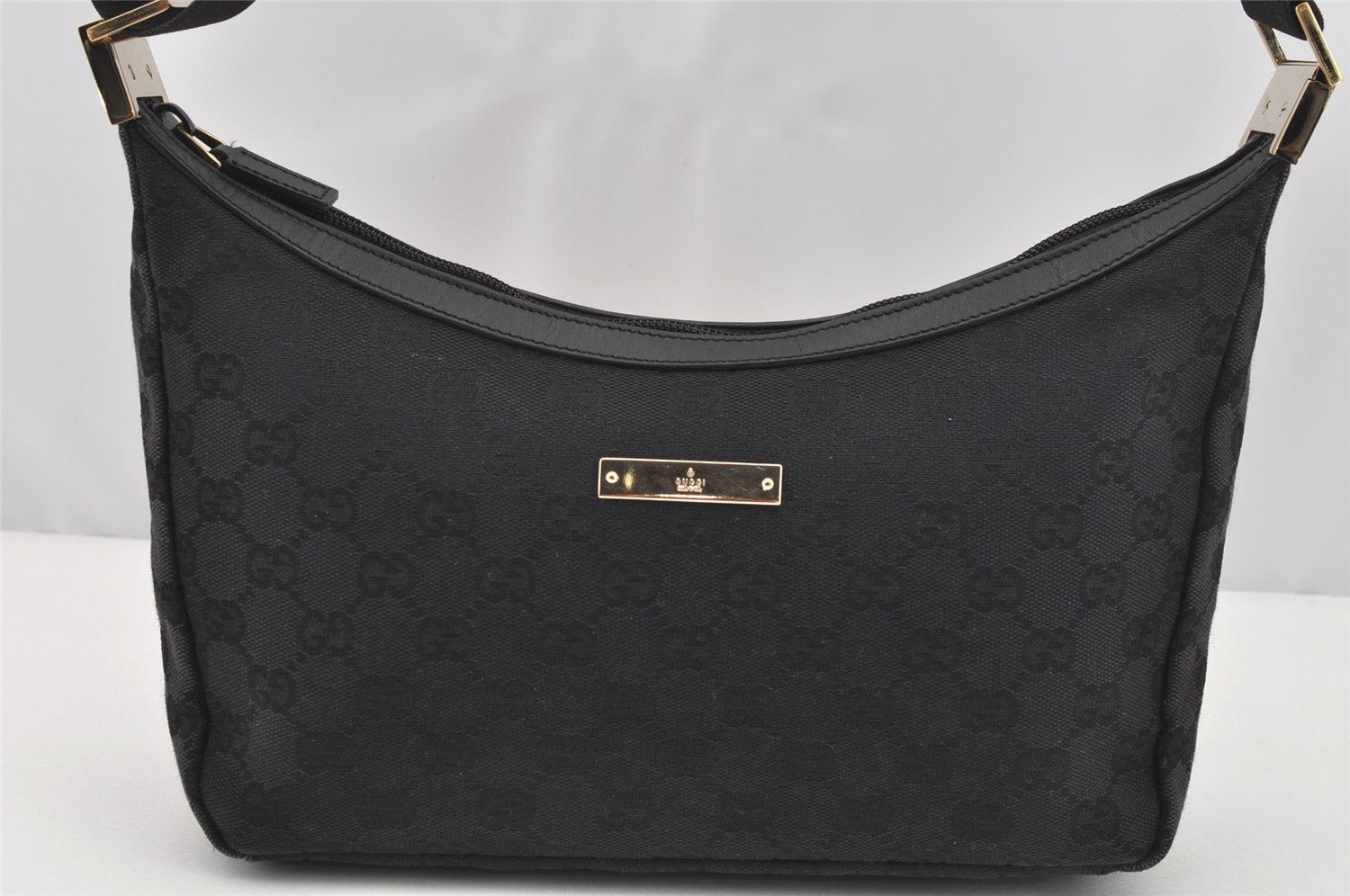 Authentic GUCCI Shoulder Cross Body Bag GG Canvas Leather 0190433 Black 4232I