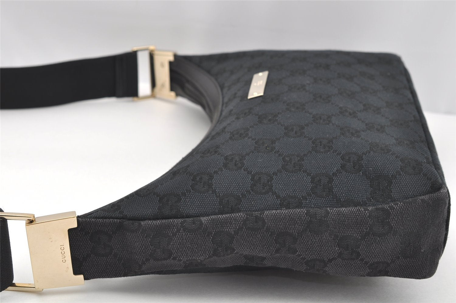 Authentic GUCCI Shoulder Cross Body Bag GG Canvas Leather 0190433 Black 4232I