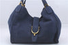 Authentic GUCCI Soft Stirrup Shoulder Tote Bag Leather 296856 Blue 4233D