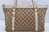 Authentic GUCCI Abbey Shoulder Tote Bag GG Canvas Leather 141470 Brown 4233I