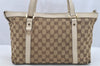 Authentic GUCCI Abbey Shoulder Tote Bag GG Canvas Leather 141470 Brown 4233I