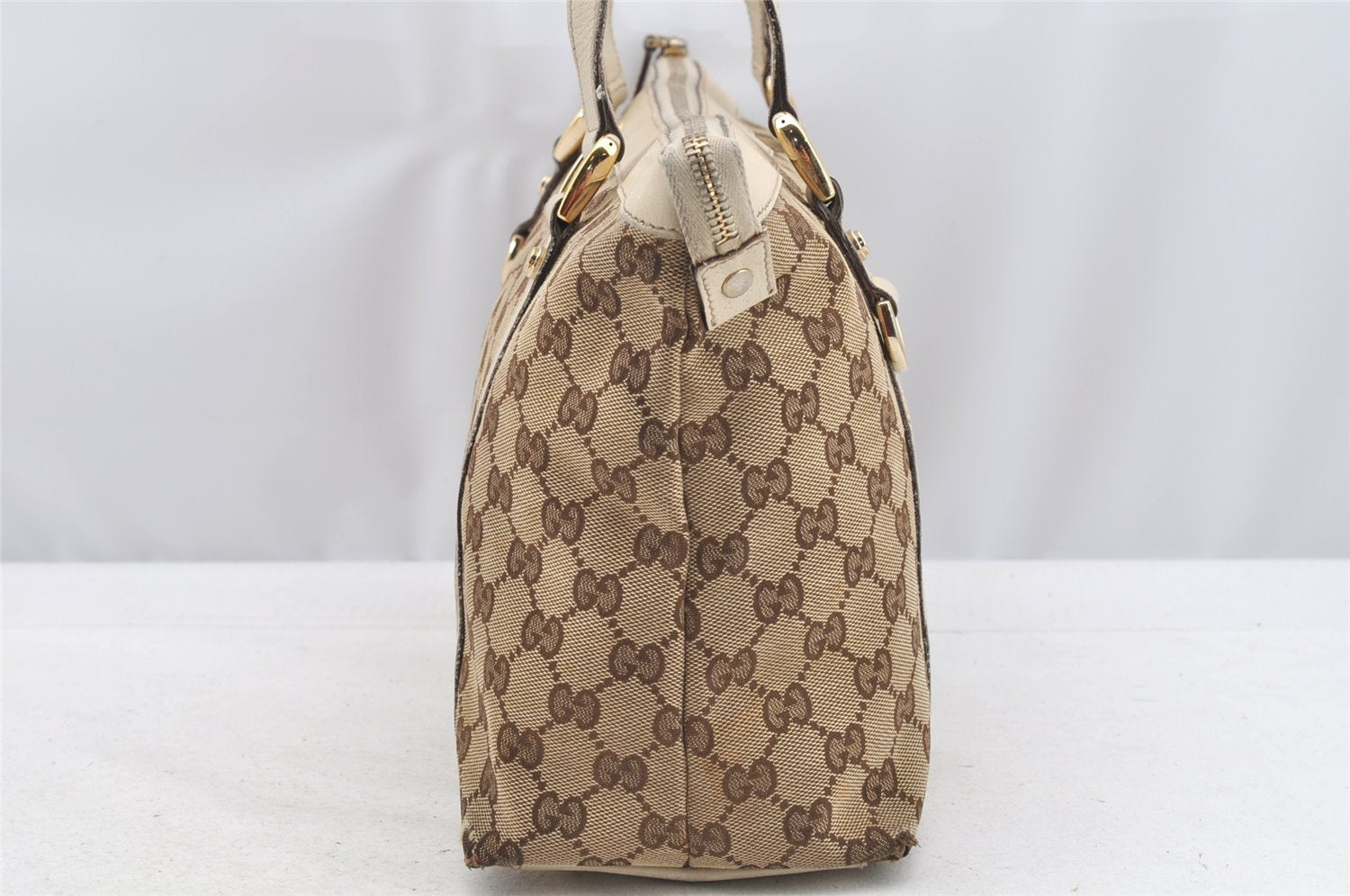 Authentic GUCCI Abbey Shoulder Tote Bag GG Canvas Leather 141470 Brown 4233I