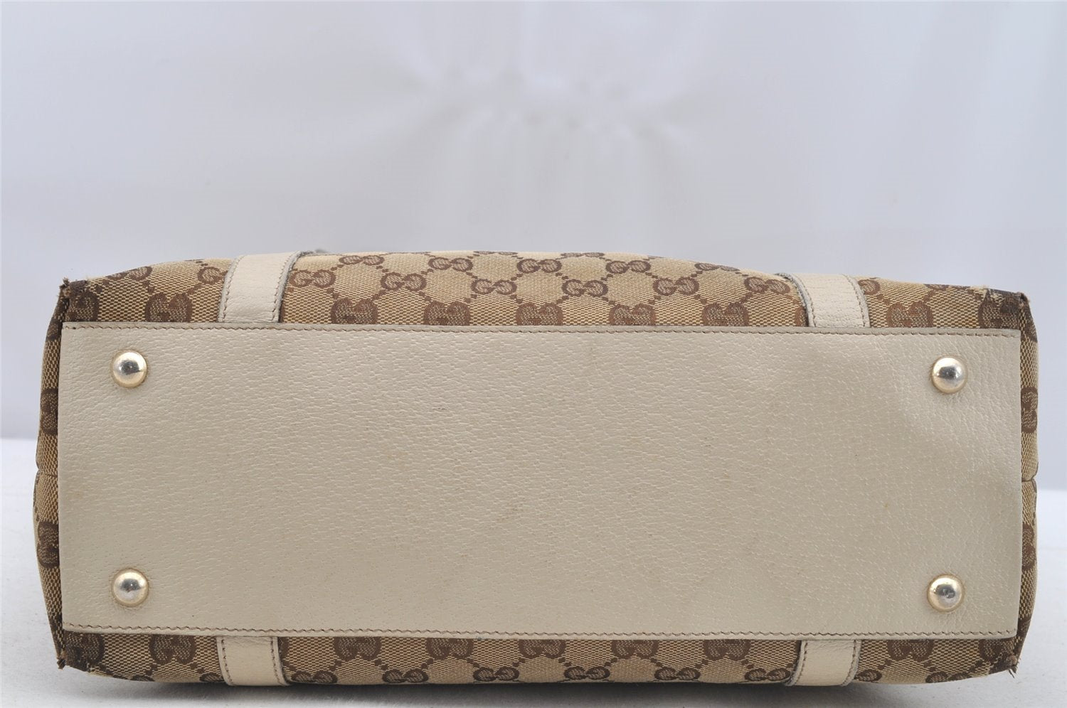 Authentic GUCCI Abbey Shoulder Tote Bag GG Canvas Leather 141470 Brown 4233I