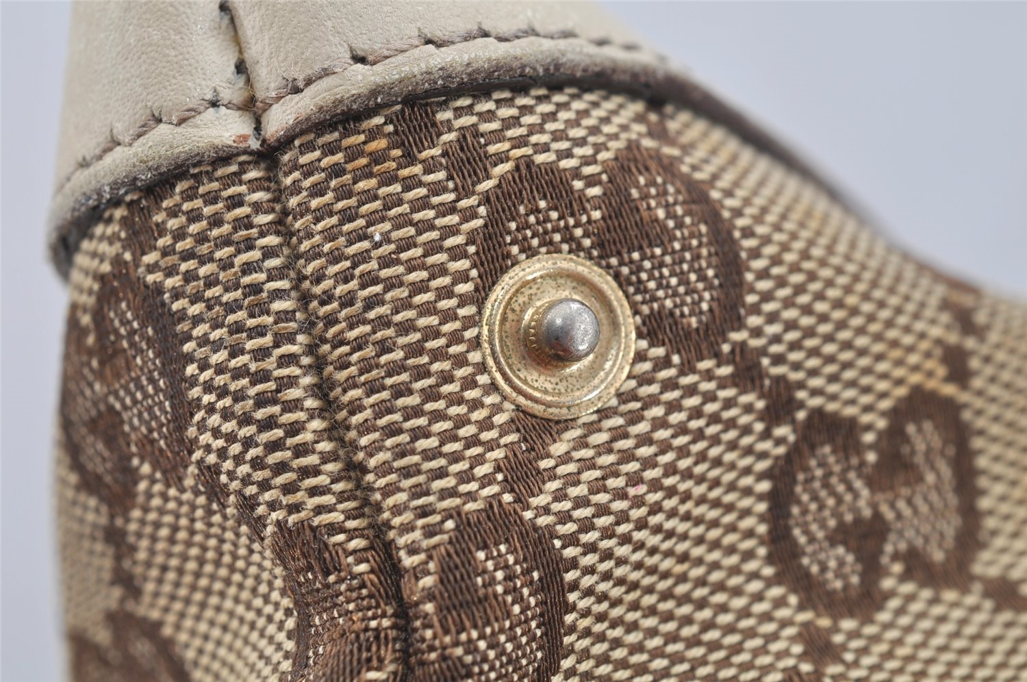 Authentic GUCCI Abbey Shoulder Tote Bag GG Canvas Leather 141470 Brown 4233I