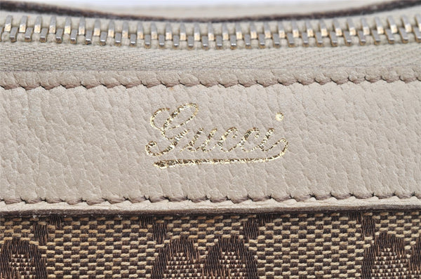 Authentic GUCCI Abbey Shoulder Tote Bag GG Canvas Leather 141470 Brown 4233I