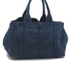 Authentic PRADA Canapa Tote Hand Bag Denim Canvas Blue 4234D