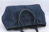 Authentic PRADA Canapa Tote Hand Bag Denim Canvas Blue 4234D