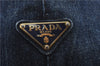 Authentic PRADA Canapa Tote Hand Bag Denim Canvas Blue 4234D