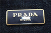 Authentic PRADA Canapa Tote Hand Bag Denim Canvas Blue 4234D