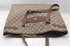 Authentic GUCCI Vintage Shoulder Hand Tote Bag GG PVC Leather Brown 4234I