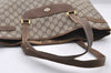 Authentic GUCCI Vintage Shoulder Hand Tote Bag GG PVC Leather Brown 4234I