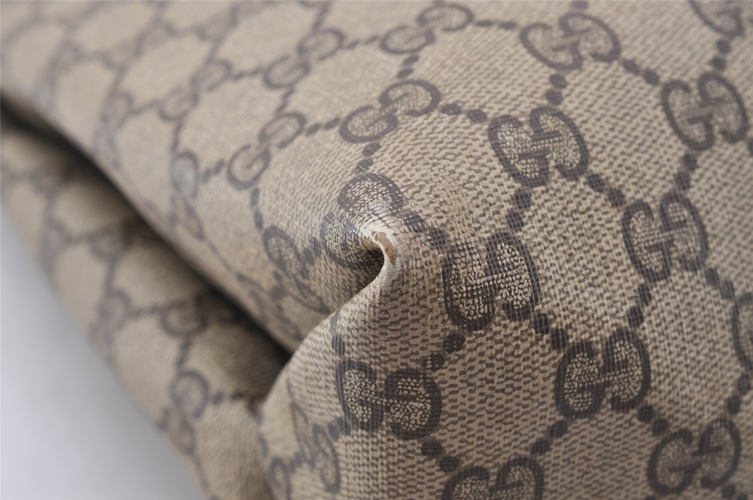 Authentic GUCCI Vintage Shoulder Hand Tote Bag GG PVC Leather Brown 4234I