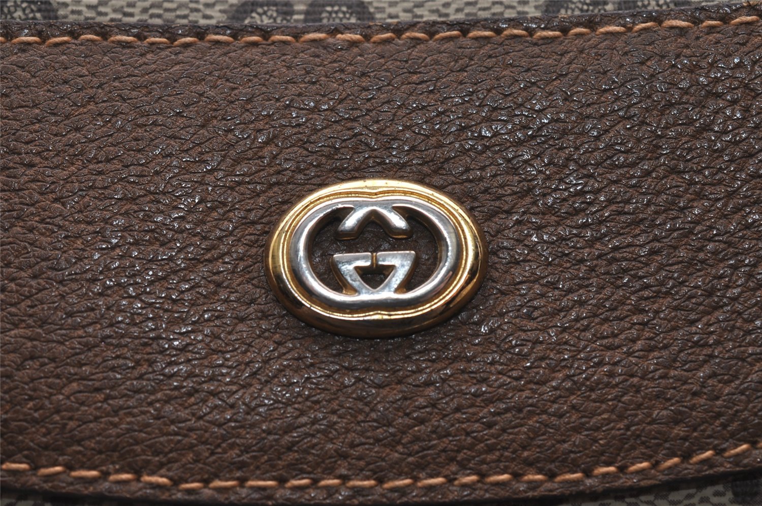 Authentic GUCCI Vintage Shoulder Hand Tote Bag GG PVC Leather Brown 4234I